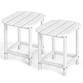 Sugift - 2-Pieces18 Inches Adirondack Outdoor Side Table for Patio and Garden - White