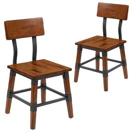 Emma + Oliver - 2 Pack Commercial Grade Rustic Antique Industrial Style Wood Dining Chair - Walnut