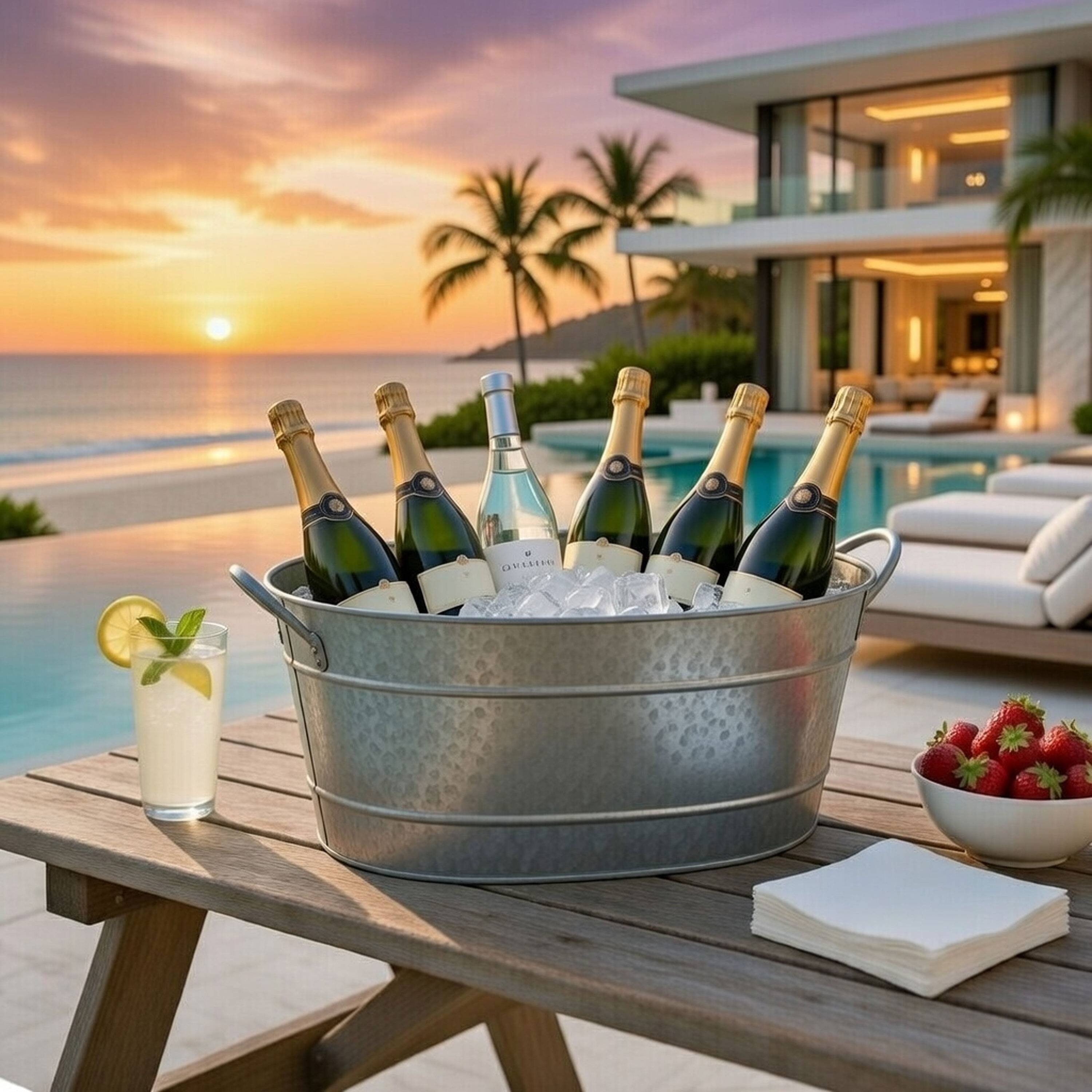 Alt View 5. Manhattan Lane - Lola 23 Inch Beverage Tub, 2 Handles - Gray.