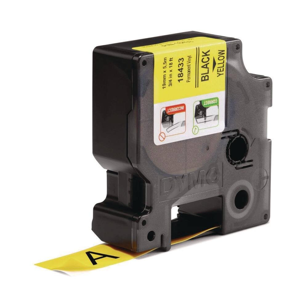 - ft Vinyl 5,5m
- 5 18 19mm
- K 3/4 in x 18433
- Permanent
- INCORRECT BLACK YELLOW
- CORRECT
- 1 DYMO
- A