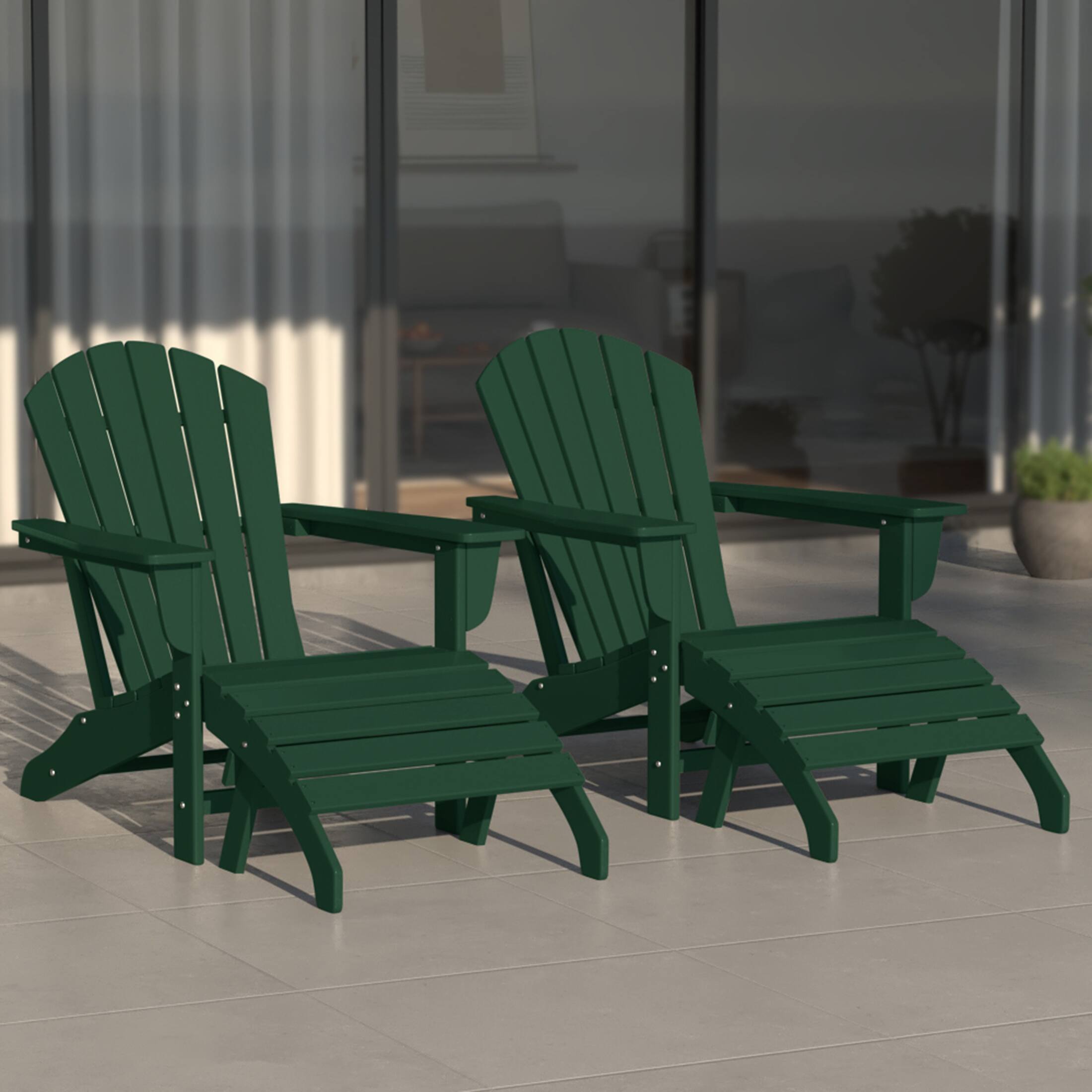 Angle. WestinTrends - WestinTrends Dylan Outdoor Adirondack Chair With Ottoman 4-Piece Set - Dark Green.