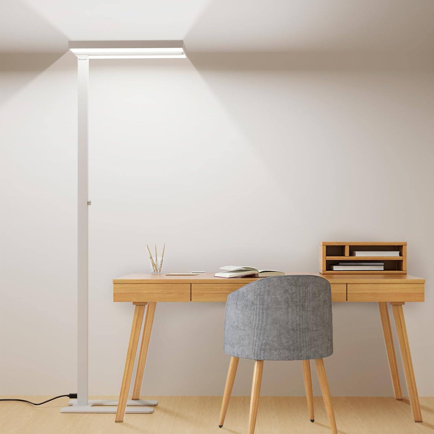 Back. Honeywell - Sunturalux™ 02E MAX 155W LED Floor Lamp, 16000LM 4000K Natural Daylight, Eye-Caring Tall Reading Light - White.