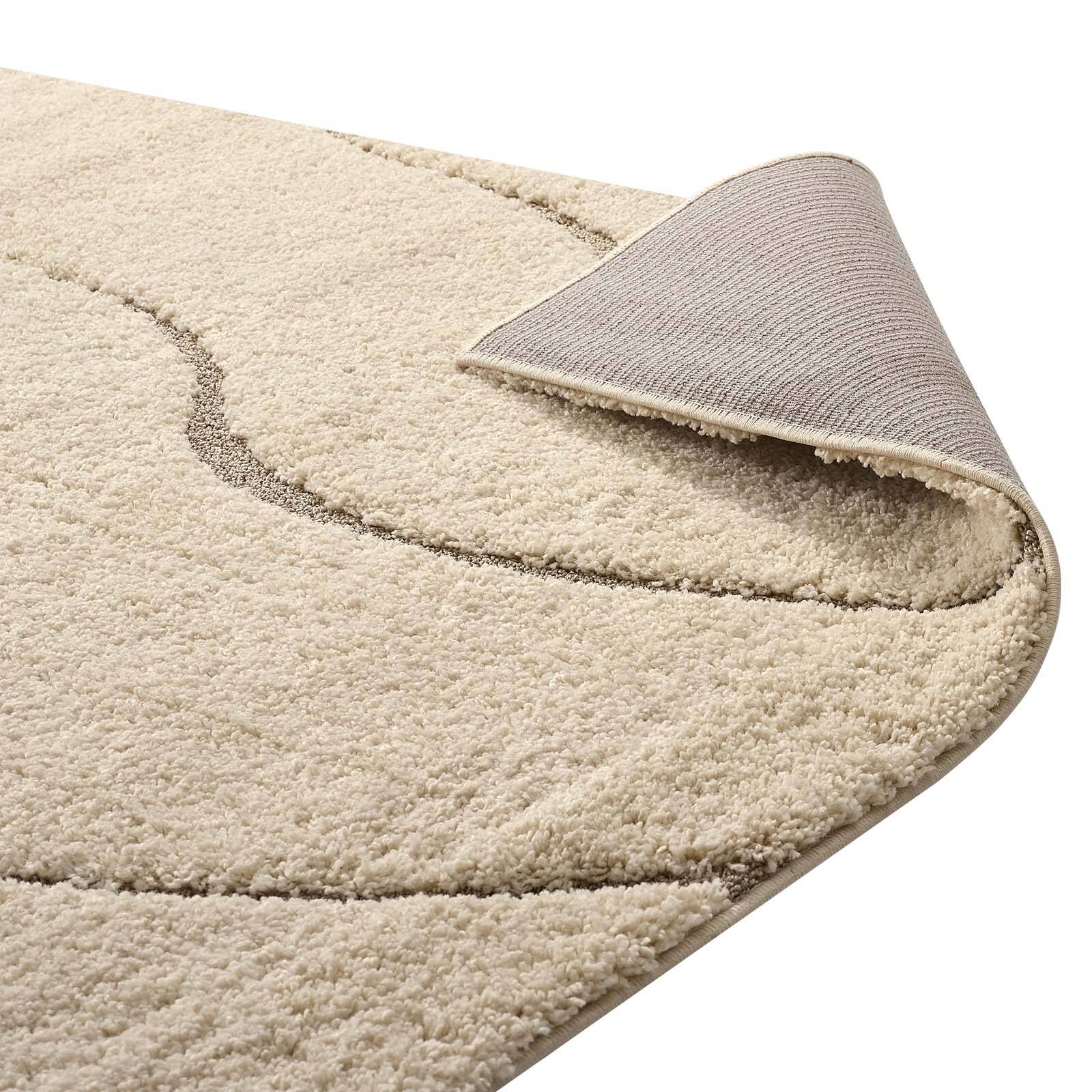 Alt View 3. Modway - Jubilant Abound Abstract Swirl Shag Area Rug - Creame and Beige.