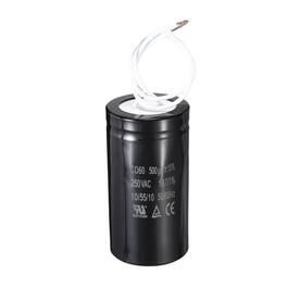 Unique Bargains - CD60 Run Capacitor 500uF 250VAC 50/60Hz 2 White Wires Motor Start for Washing Machine Air Compressor - Black