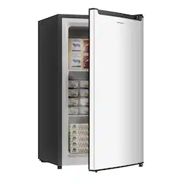 BANGSON - 2.1 Cu.ft Upright Freezer, Reversible Door, Adjustable Thermostat, Freezer for Dorm, Office, Apartment - Silver