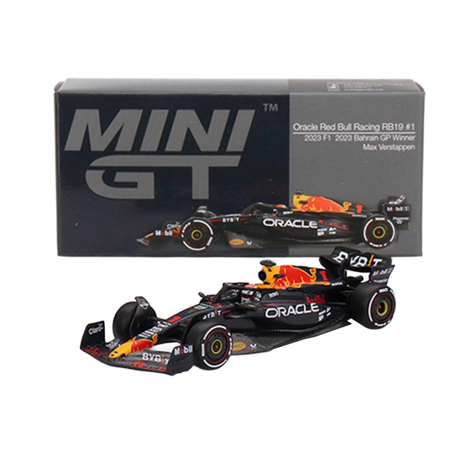 MINI GT  
Oracle Red Bull Racing RB19 #1  
2023 F1 2023 Bahrain GP Winner Max Verstappen  
ORACLE  
BYD  
Mobil  
Reddit