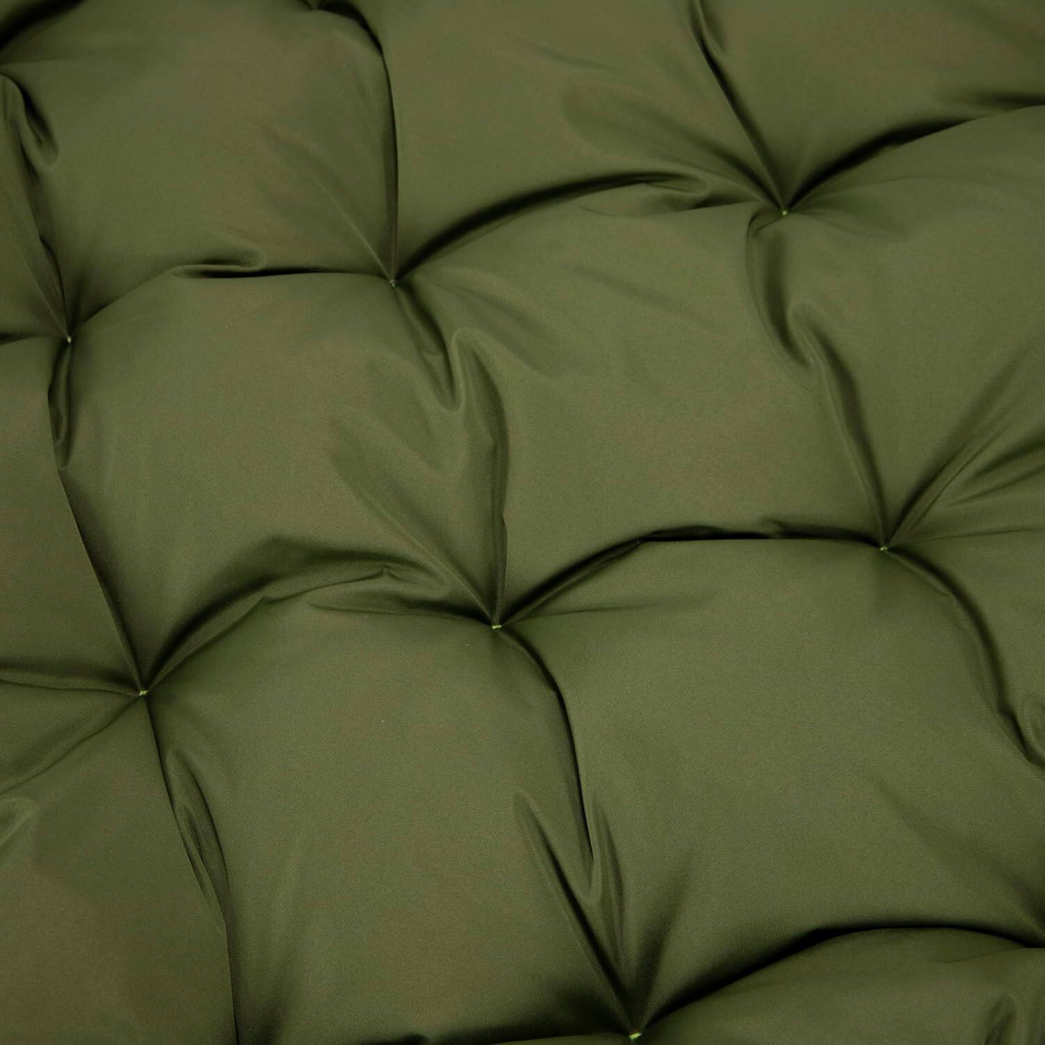 Alt View 2. LeisureMod - LeisureMod 2-Person Egg Chair Cushion with Headrest - Folding Double Swing Chair Replacement Pad, Weather-Resistant - Dark Green.