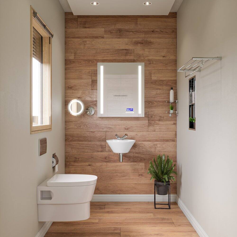 Alt View 1. Alfi - White 17" Round Wall Mounted Ceramic Sink with Faucet Hole - White.