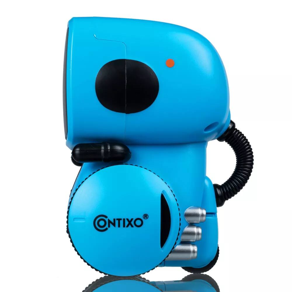 Left. Contixo - Kids Smart Robot Toy – Interactive Mini Robot with Voice Control, Singing, Dancing & Touch Sensor - Blue.
