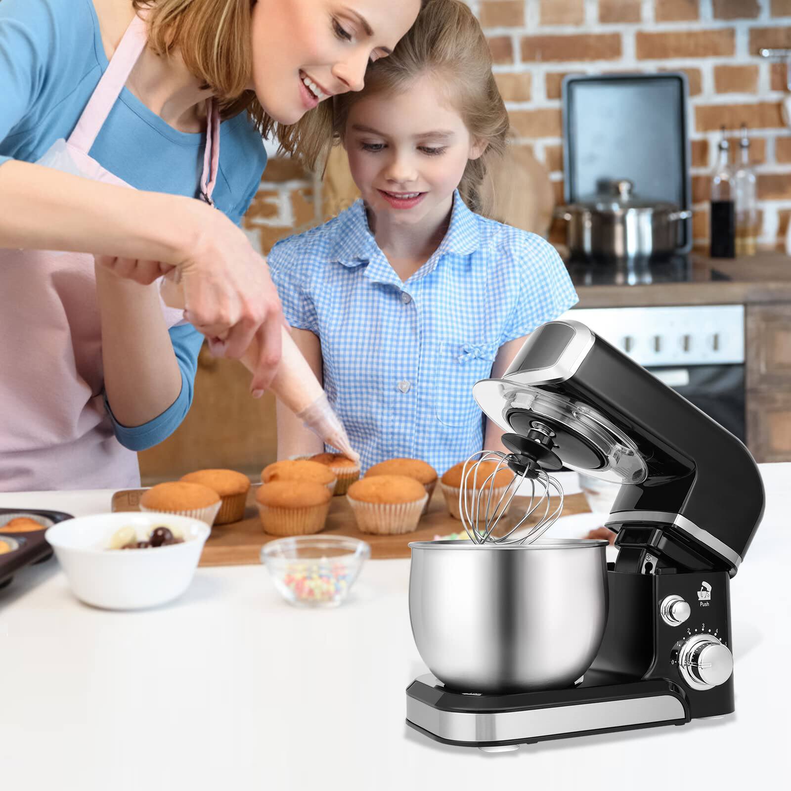 Alt View 2. GlowWise - Household Stand Mixers 3.2Qt Stand Mixer - 6-Speed Compact & Lightweight with Whisk, Dough Hook, Flat Beater - Black.