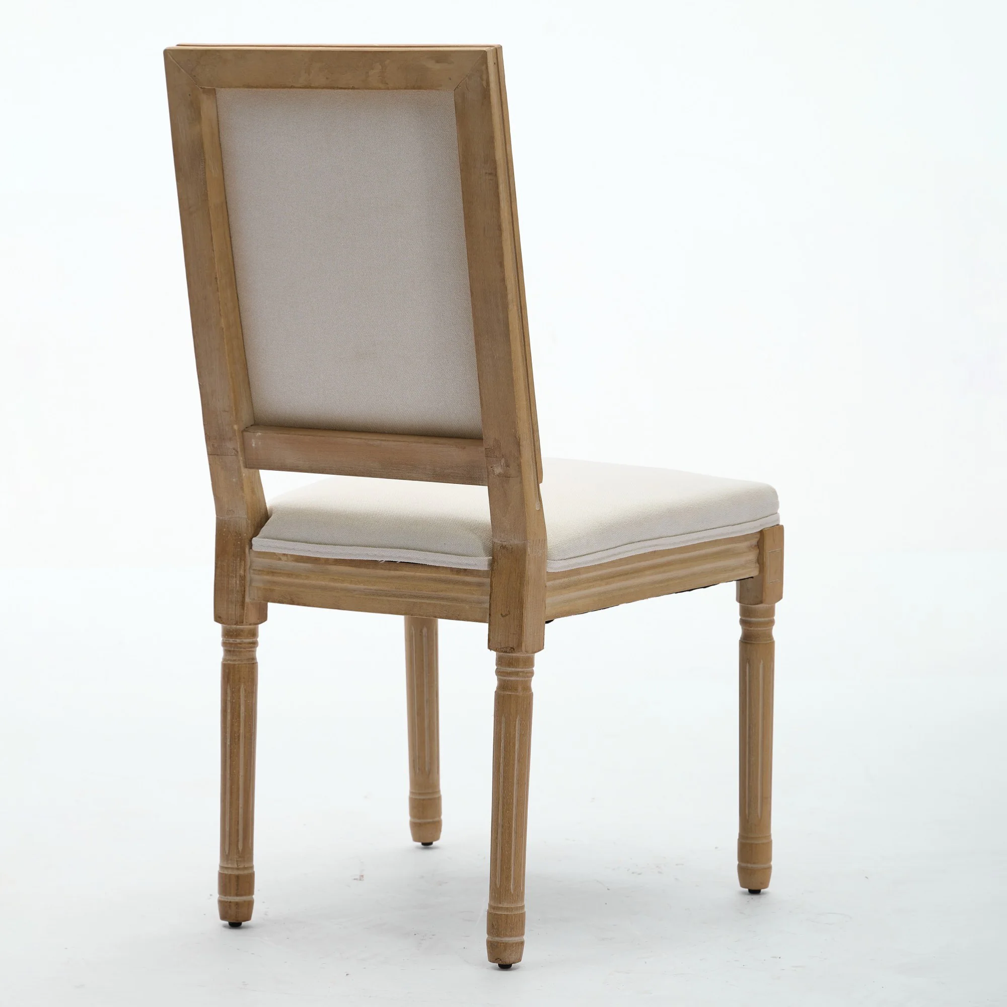 Alt View 2. GOODSILO - Elegant French Style Dining Chairs Set of 2 with Square Backrest and Carved Wood Frame for Home and Restaurant - Beige.