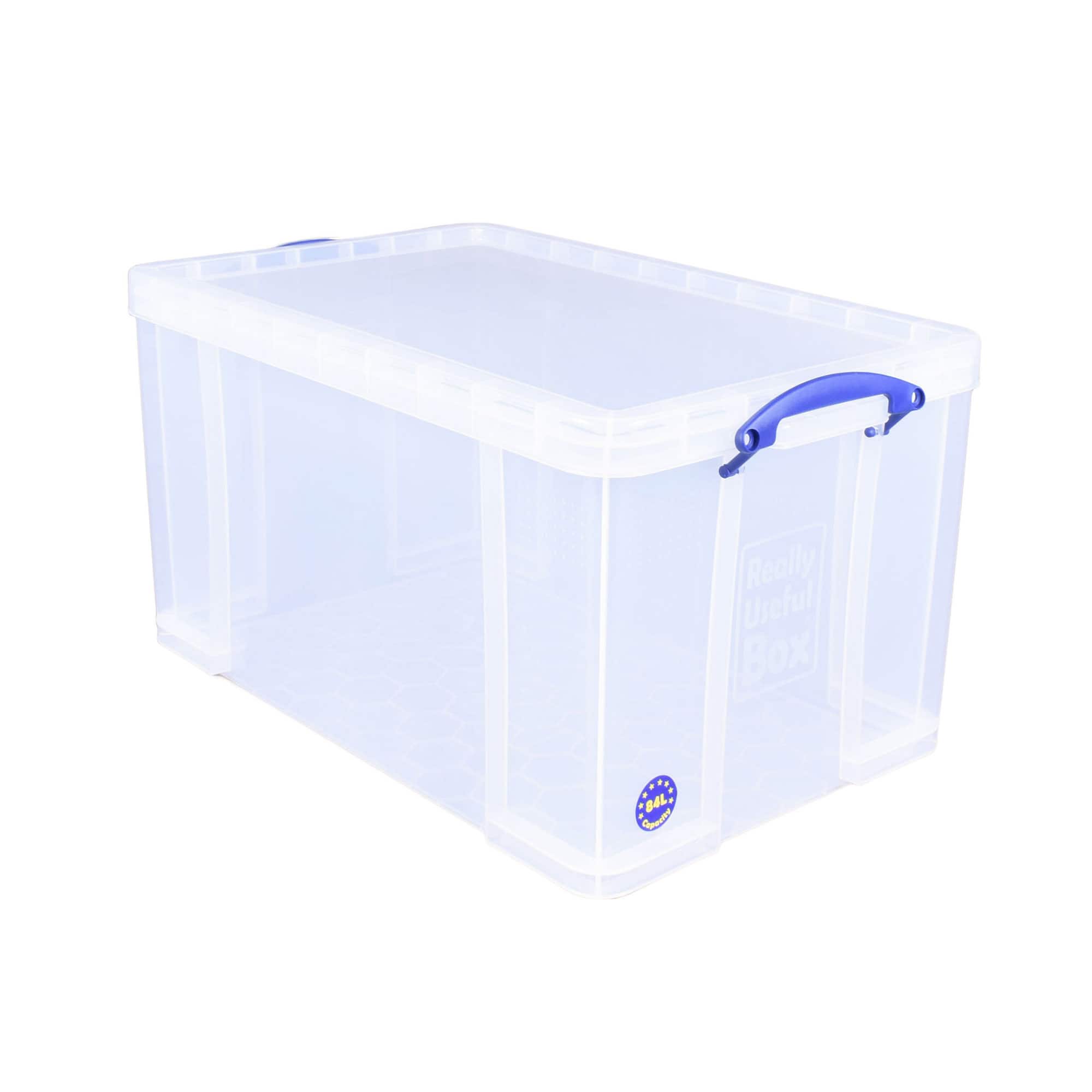 Really Useful Box - 84L Storage Container w/Snap Lid & Clip Lock Handle - Clear