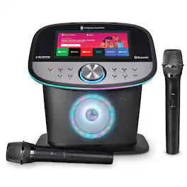 Singing Machine - Platinum Plus Wi-Fi Karaoke Machine, Music Streaming Apps, Bluetooth, 22 Voice Effects, 2 Wireless Microphones - Black