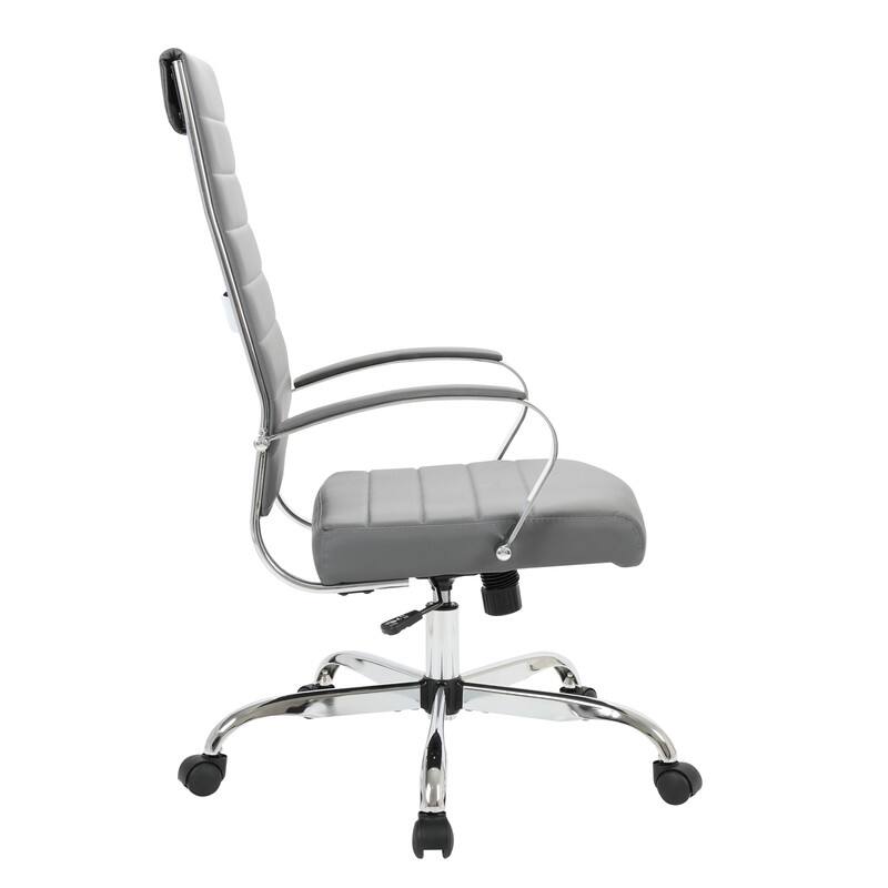 Alt View 4. LeisureMod - Set of 4 Benmar Modern High Back Swivel Executive Office Chair with Adjustable Height and Chrome Finish Frame - Grey.