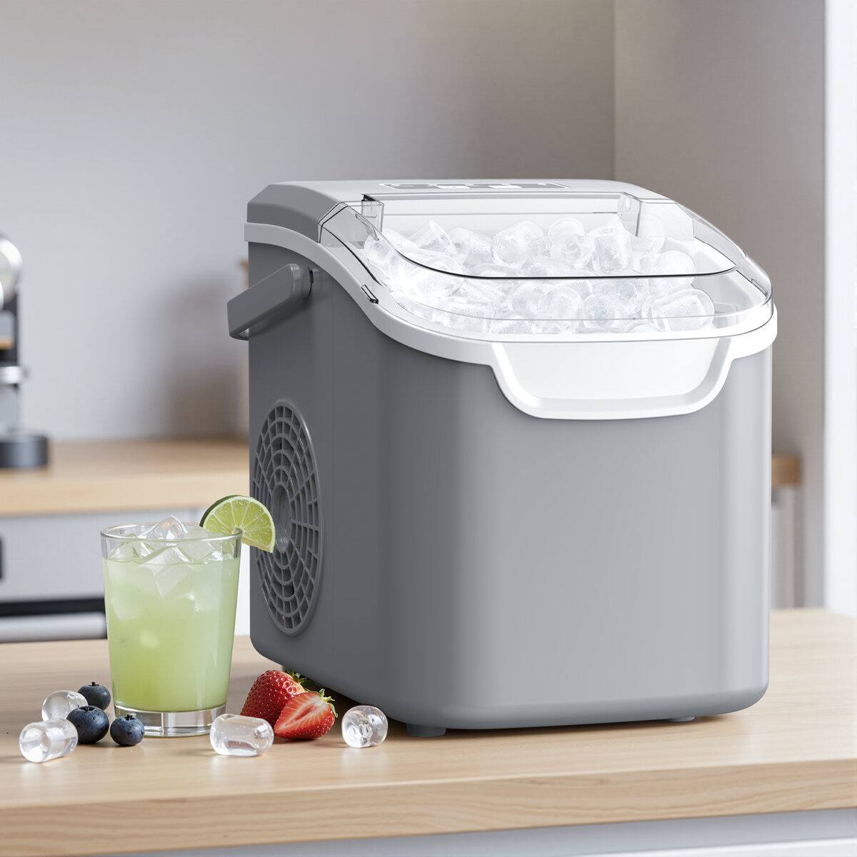 Angle. Electactic - Portable 12hq Countertop Bullet Ice Maker 26lbs/24h with Fastest 6‑Min Ice (grey) - GREY.