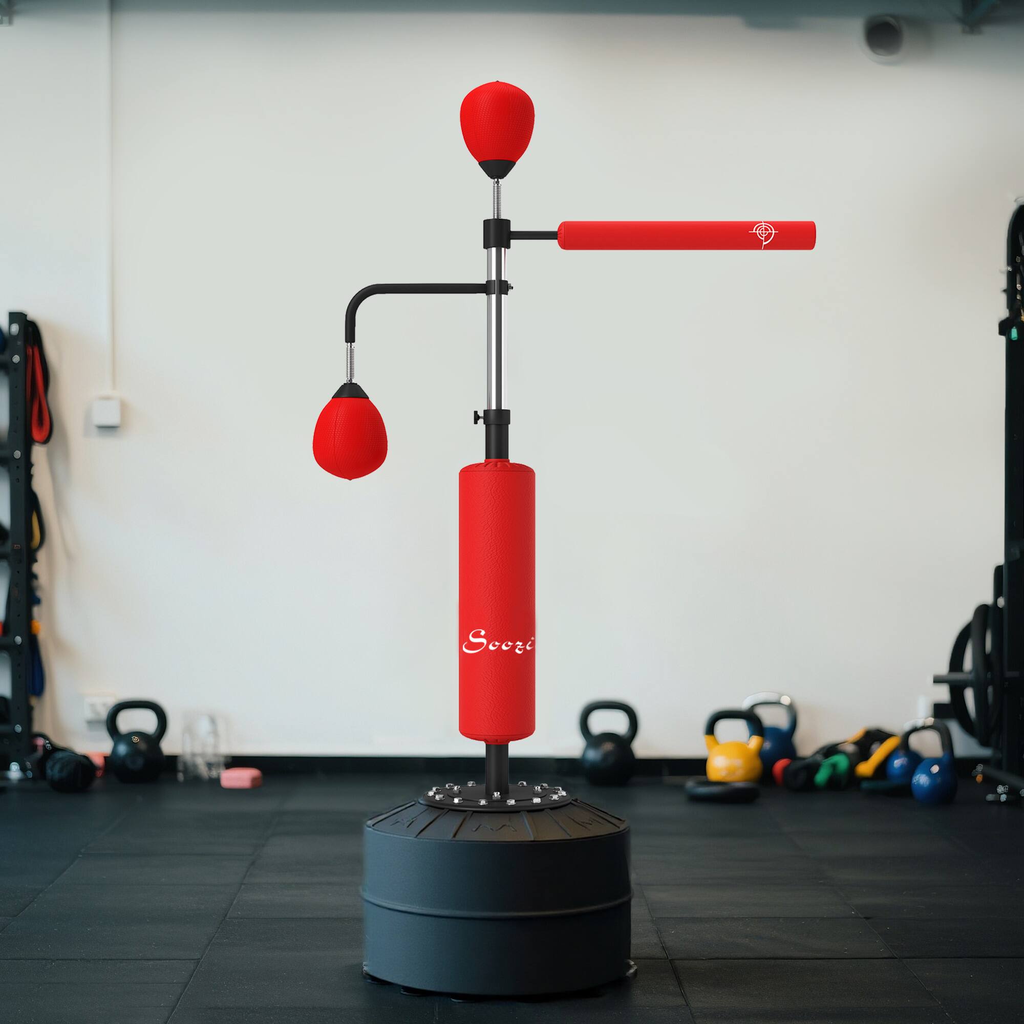 Alt View 8. Soozier - 4-in-1 Punching Bag for Adults, Freestanding Boxing Bag with 2 Speed Bag, Boxing Training Equipment - Red.