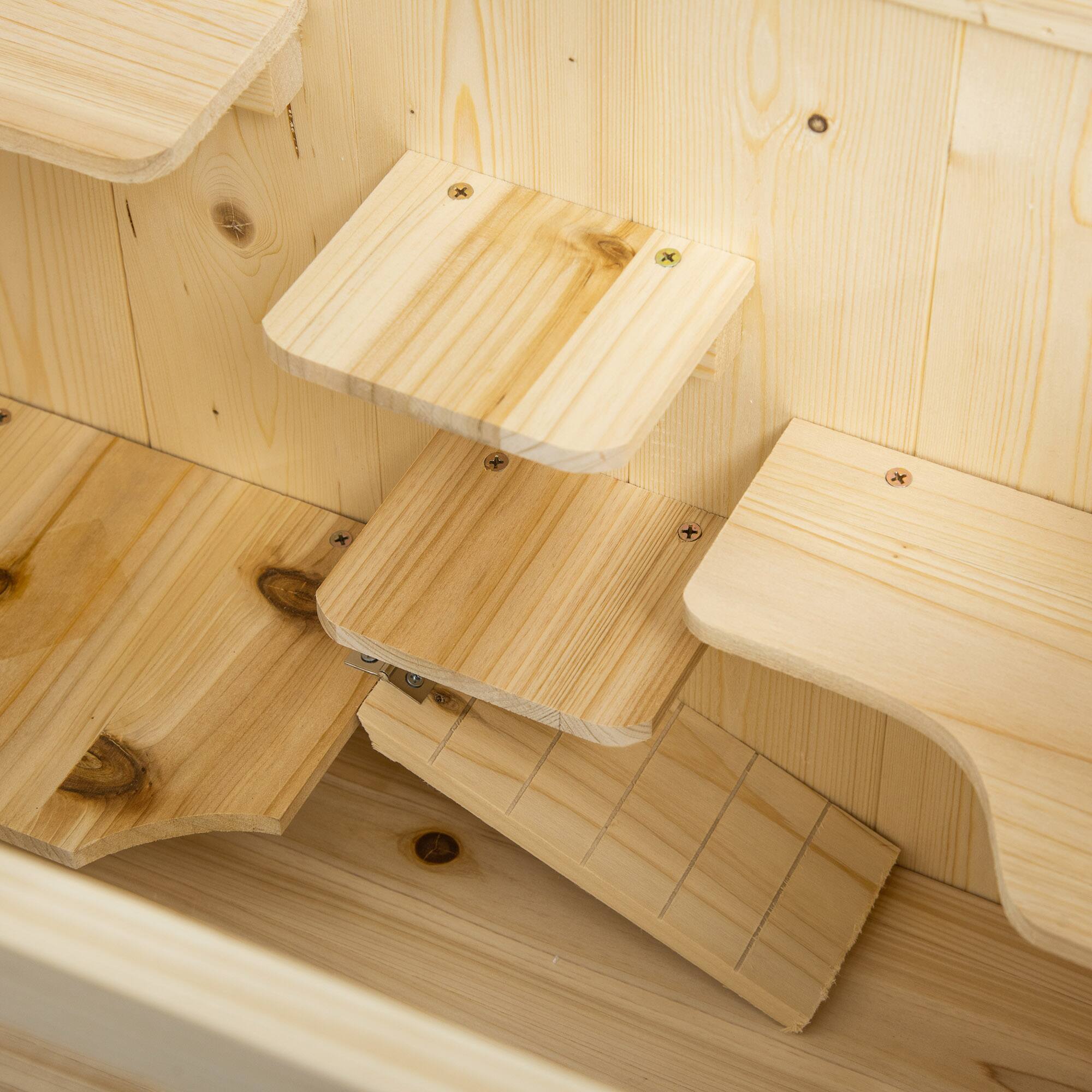 Alt View 6. Pawhut - 5-Tier Wooden Hamster Cage Mice Habitat Rat Habitat with Openable Top, Front Door and Storage Shelf.
