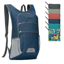 Unique Bargains - 20L Lightweight Hiking Daypack Foldable Travel Packable Backpack for Men Women for Cycling Camping Outdoor - Dark Blue