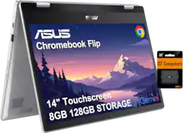ASUS - Chromebook Flip CX1 14'' FHD 2-in-1 Touchscreen Laptop - Intel Celeron N4500 - 8GB RAM - 128GB Storage - 128GB SD Card - Transparent Silver