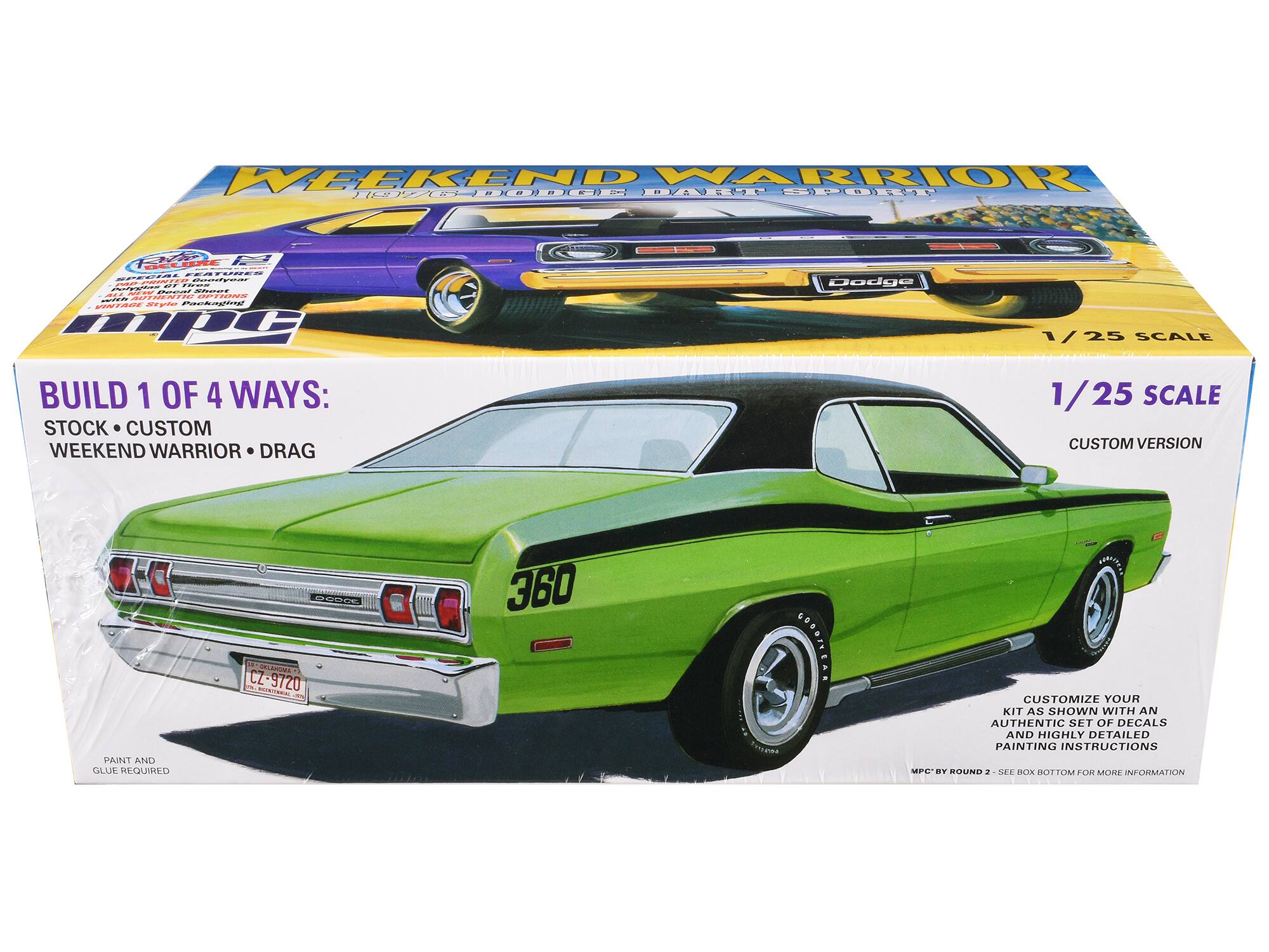 WEEKEND WARRIOR DOC JOAESE 5P011 OID I PE.. - Wm CF .-- P A-n EN SOEN ad OSIN PRETNN I V22 S1 Pg Dodge 1 / 25 SCALE BUILD 1 OF 4 WAYS: STOCK CUSTOM WEEKEND WARRIOR DRAG 1/25 SCALE CUSTOM VERSION PAINT AND GLUE REQUIRED S LAUNEL CZ 9720 Oer CIEw i 360 COODITEAR Torates CUSTOMIZE YOUR KIT AS SHOWN WITH AN AUTHENTIC SET OF DECALS AND HIGHLY DETAILED PAINTING INSTRUCTIONS MIO BY ROUND 2 SEE OR BOTTOM FOR MORE INFORMATION