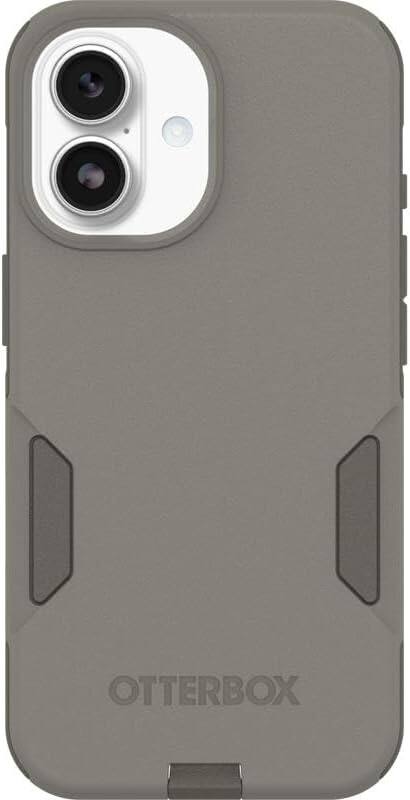 Left. OtterBox - OtterBox iPhone 17 (Only) Bundle: Commuter Series MagSafe Case & Screen Protector - Built-in magnets - Thin & Protective - Grey Comfort (Beige).