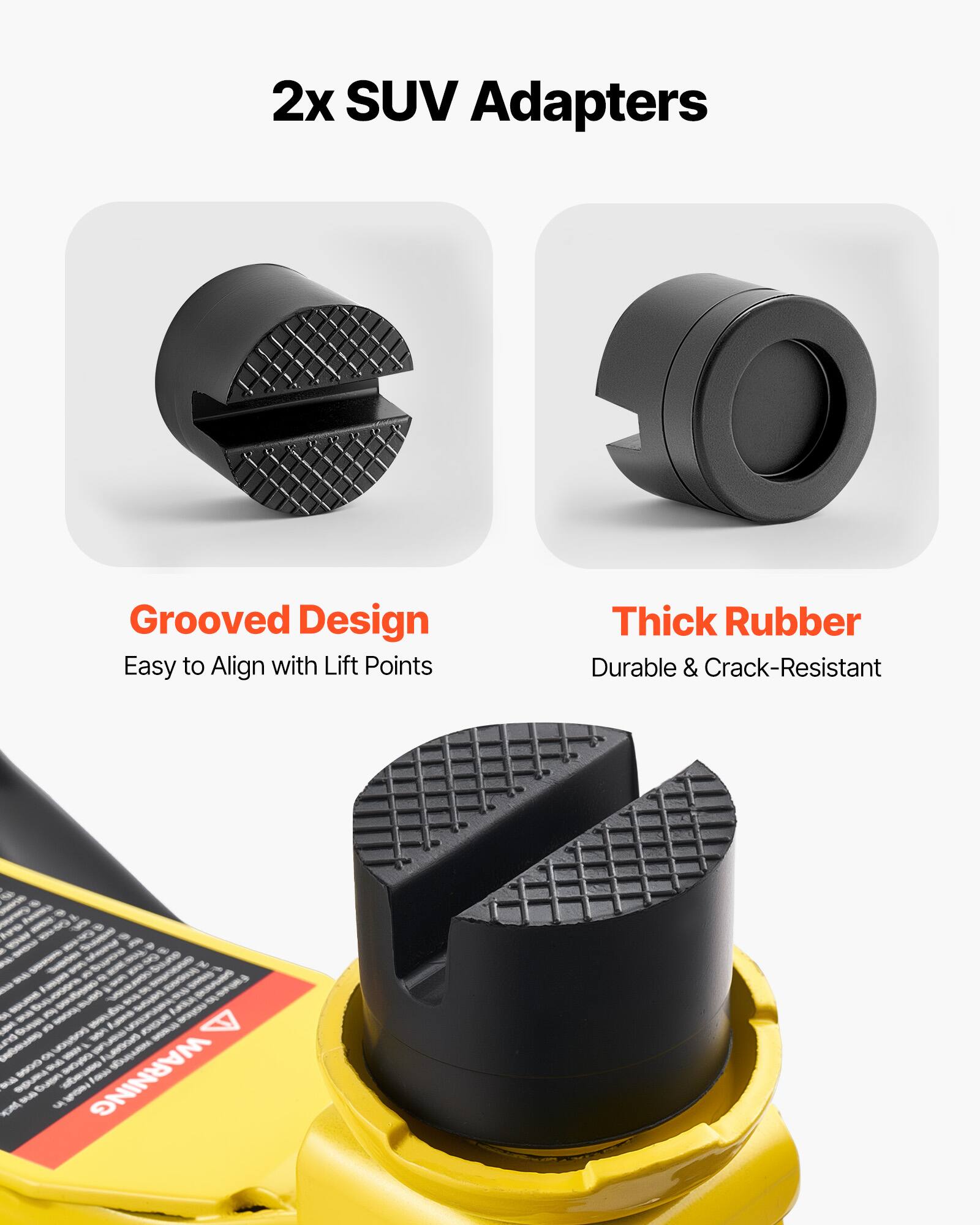2x SUV Adapters Grooved Design Easy to Align with Lift Points Thick Rubber Durable & Crack-Resistant - no uenOn 80o - . CM - buen 5 - WARNING