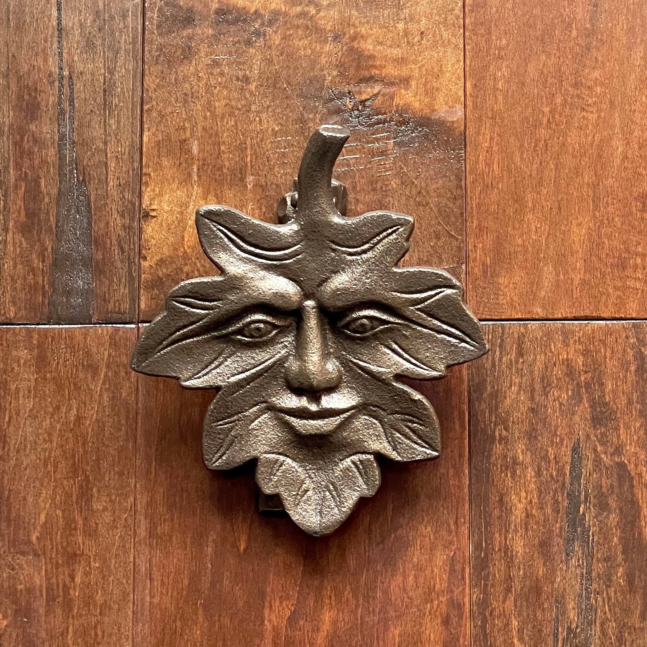 Alt View 5. Zeckos - Bronze Finish Cast Iron Leaf Face Door Knocker - Artistic Entry Decor - Bronze.