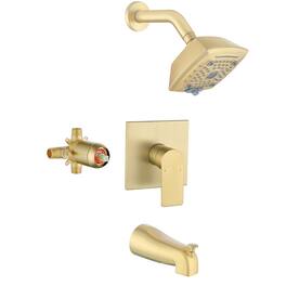 Boyel Living - Brass Shower Set 5-Function ABS Top Spray Pressure Balance Valve Large Flow Lift-Up Spout 1/2NPT Thread - Brushed Gold
