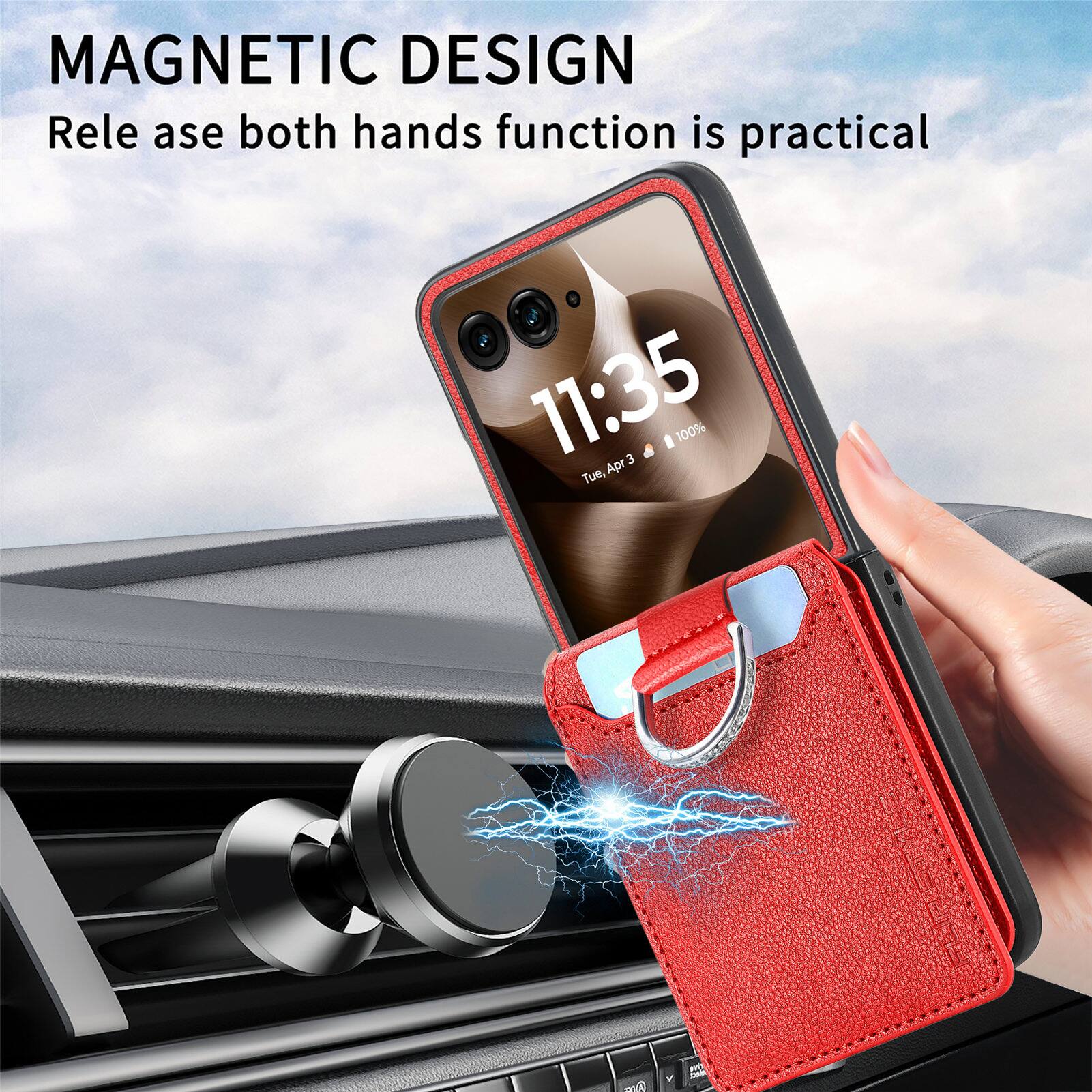 MAGNETIC DESIGN  
Release both hands function is practical  

11:35  
100%  
Tue, Apr 3