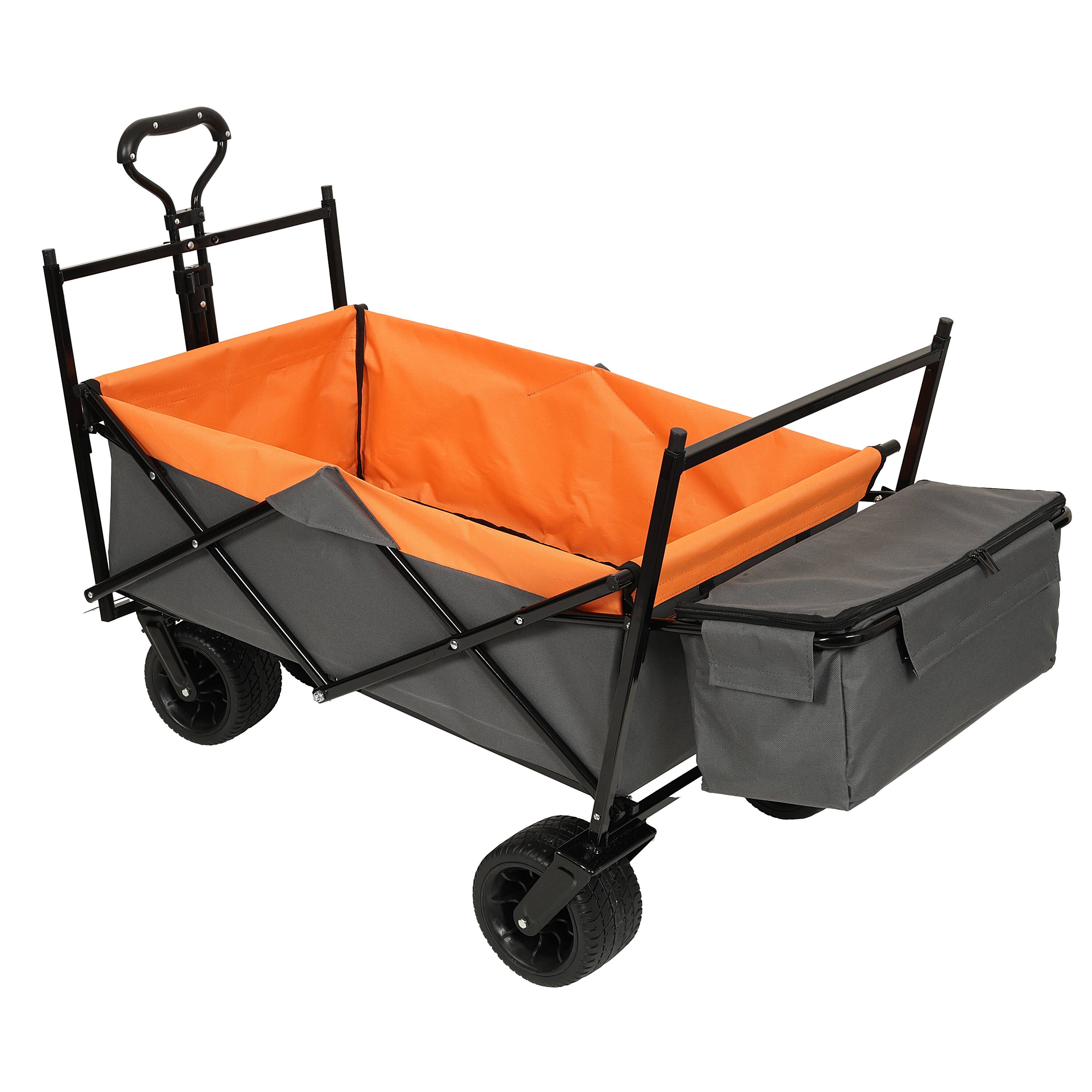 Alt View 5. Mondawe - 480lbs Collapsible Wagon Utility Carts w/ Mosquito Net, Ice Pack, Removable Canopy - Orange.
