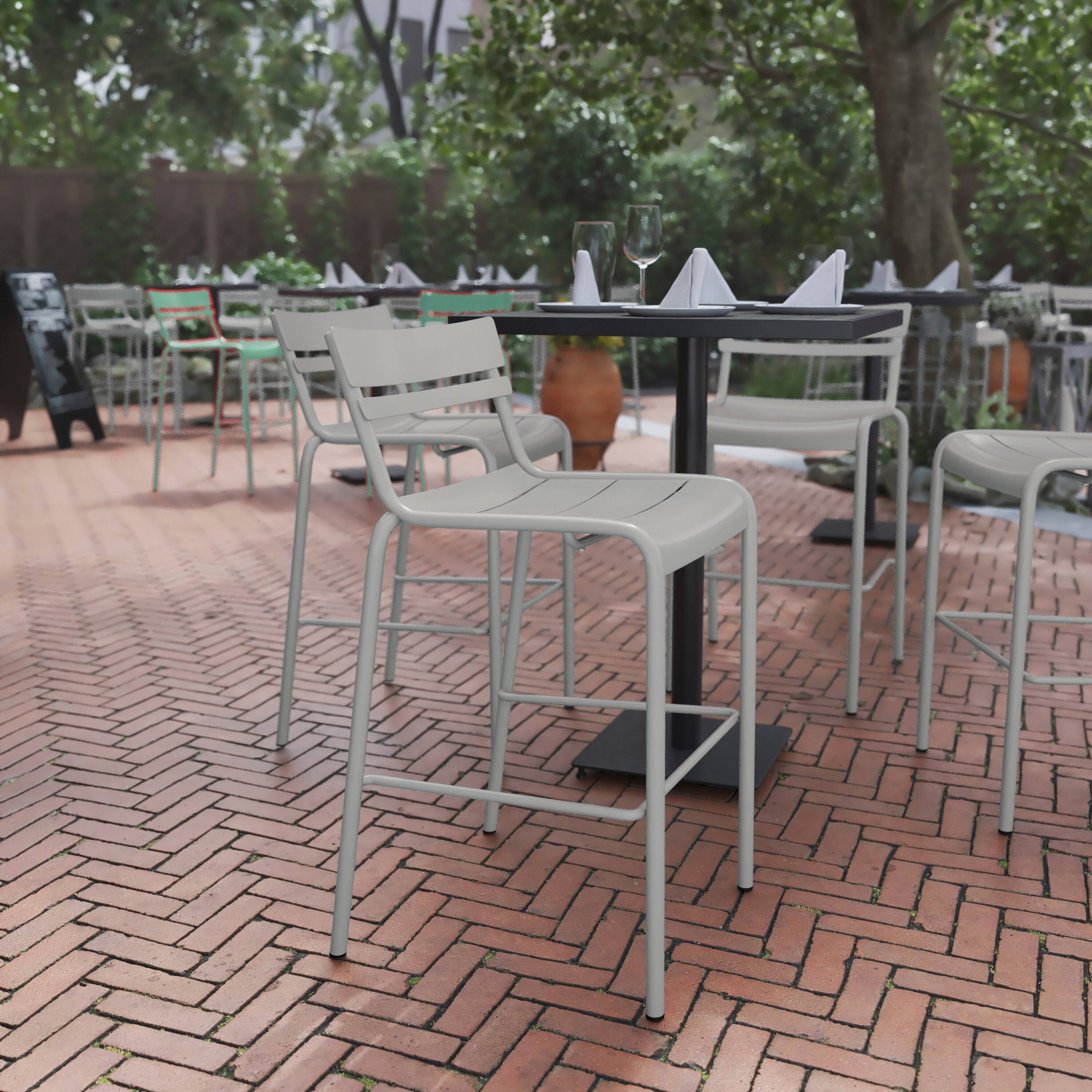 Alt View 1. Flash Furniture - Nash Commercial Grade Silver Metal Indoor-Outdoor Bar Height Stool with 2 Slats - Gray.