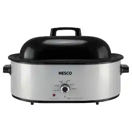 Nesco - Mwr18-47 18-qt. 1,450-watt Roaster With Porcelain Cookwell - Silver