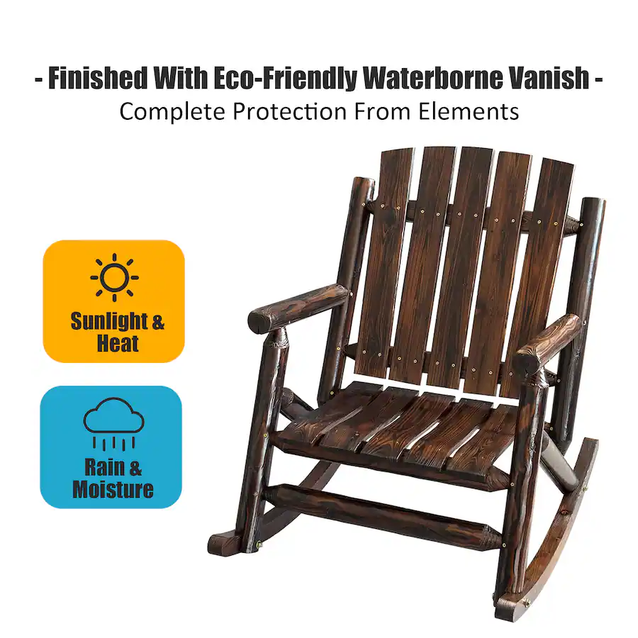 Furpro Rocking Chair Fortune Candy Rustic Solid Fir Wood Rocking Chair, Heavy Duty 700 lbs ...