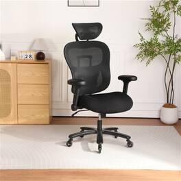 HTUTWOO - 500LBS Big and Tall Office Chair, Mesh Breathable,Adjustable Backrest & Headrest,Adaptive Lumbar Support,2D Flip-Up Arms - Black