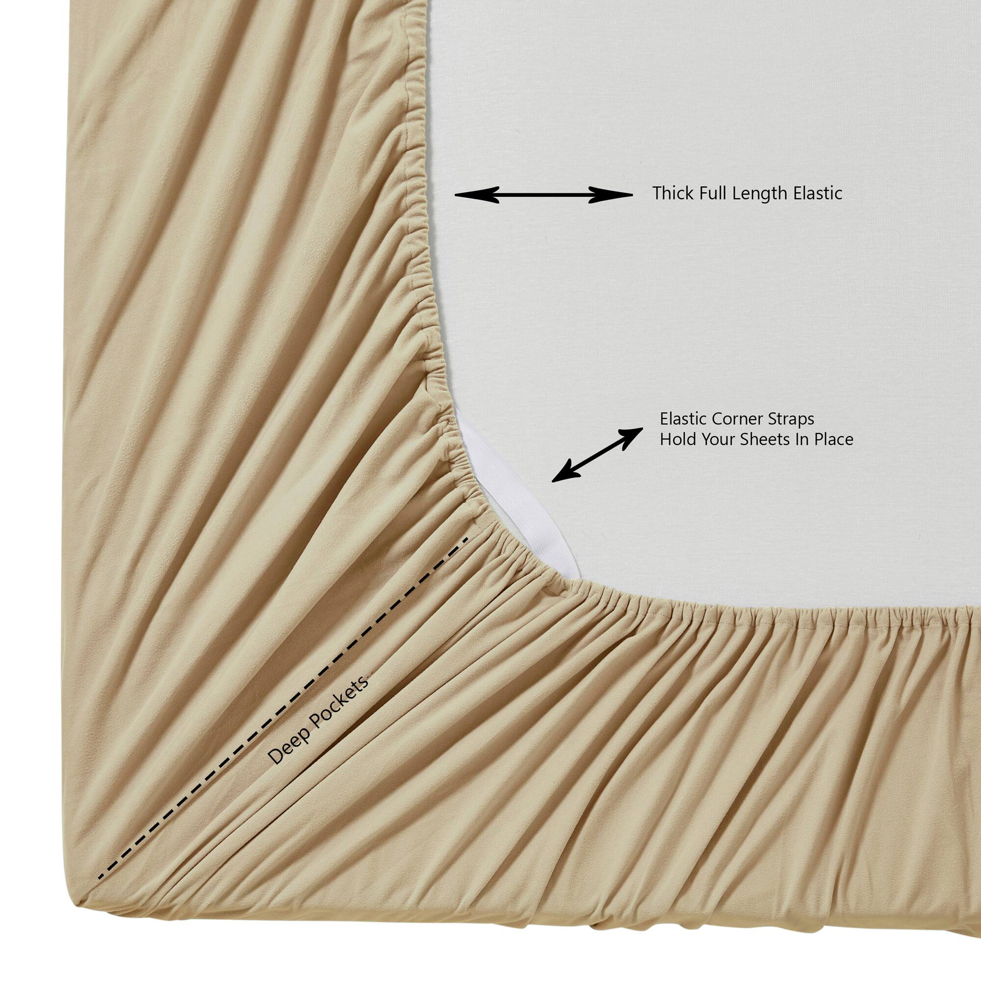 - Thick Full Length Elastic
- Elastic Corner Straps Hold Your Sheets In Place
- Deep Pockets