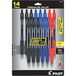 Pilot - G2 Retractable Gel Pens, Fine Point, 14/Pack - Assorted Ink