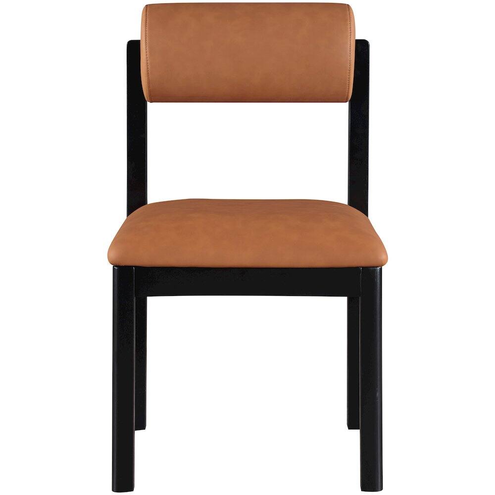 Alt View 2. Meridian Furniture - Roundhill Cognac Vegan Leather Upholstered Dining Chair, Set of 2 - Cognac.