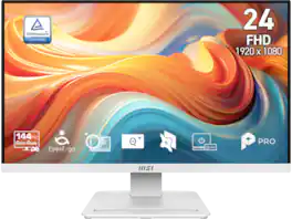 MSI - 24 inch Full HD 144Hz, AMD FreeSync 1ms Computer Monitor for both work and gaming PRO MP241W E14V - White