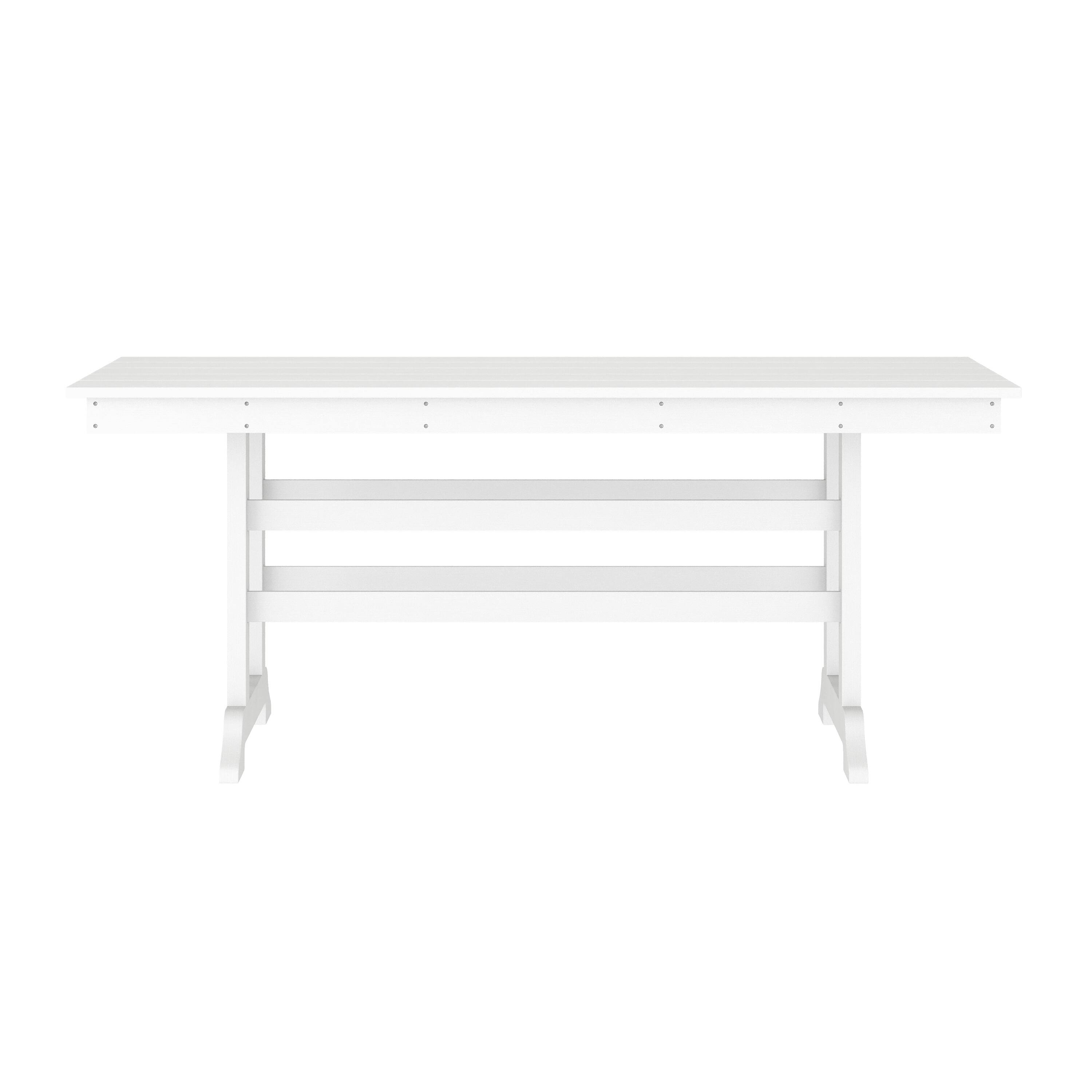 Angle. Flash Furniture - Abraham Commercial Grade Indoor/Outdoor 72" Rectangle Recycled HDPE Adirondack Dining Table for 6 in White - White.