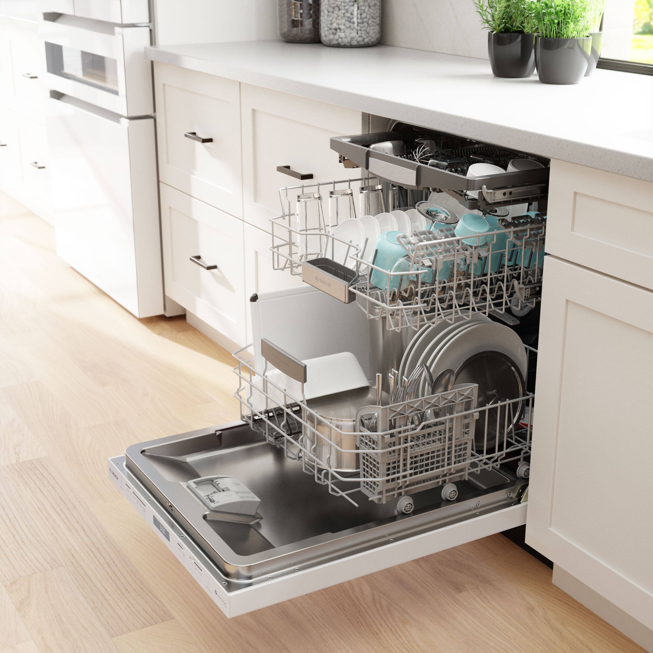 Alt View 14. Bosch - 800 Series 24" Top Control Smart Built-In Stainless Steel Tub Dishwasher with 3rd Rack, 42 dBA - White.