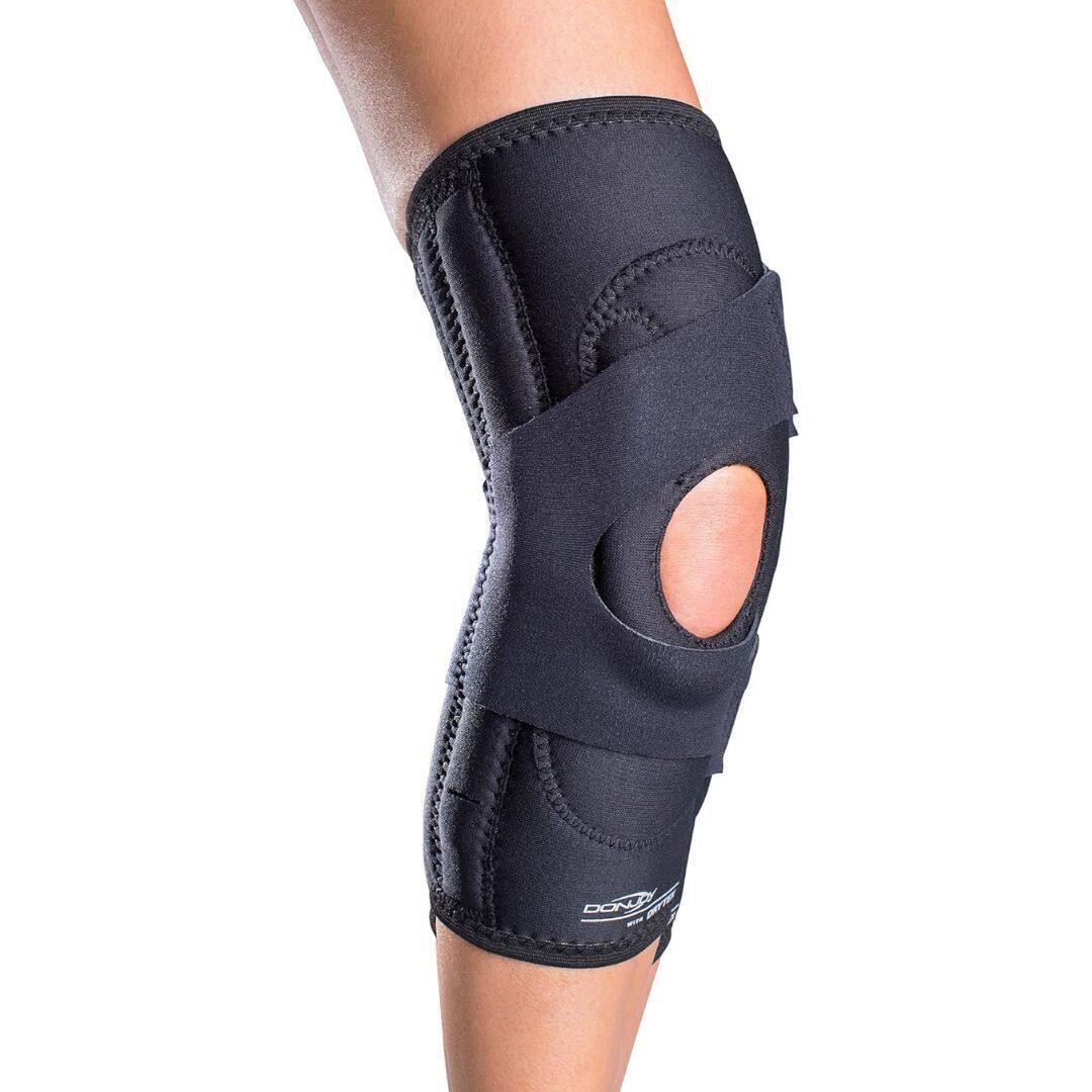 Back. DonJoy - DonJoy Lateral J Patella Knee Support Brace with Hinge: Drytex, Right Leg, Large - Black.