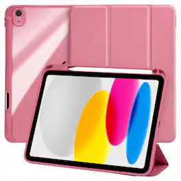 Vena - For Apple iPad A16 Case Clear, iPad 10th Generation Case, iPad 11th Gen Case Trifold Stand Slim Protective Cover - Pink