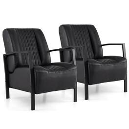 Costway - 2 PCS Modern Accent Chair with Metal Frame Padded Seat Back for Living Room Office - Black