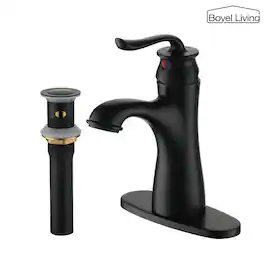 1.2 GPM Single Handle Single Hole Bathroom Faucet with Deckplate Included and Drain Kit Included