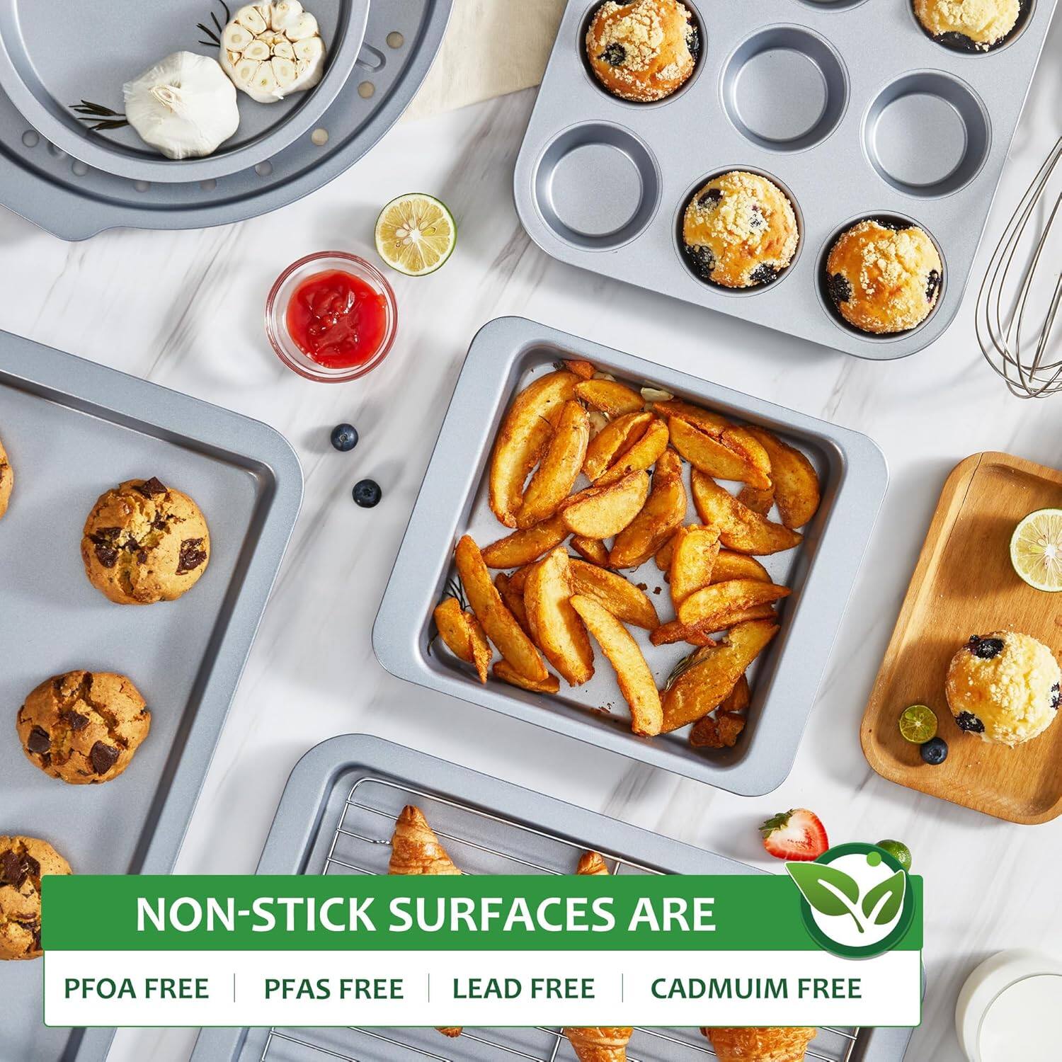 NON-STICK SURFACES ARE  
PFOA FREE | PFAS FREE | LEAD FREE | CADMIUM FREE