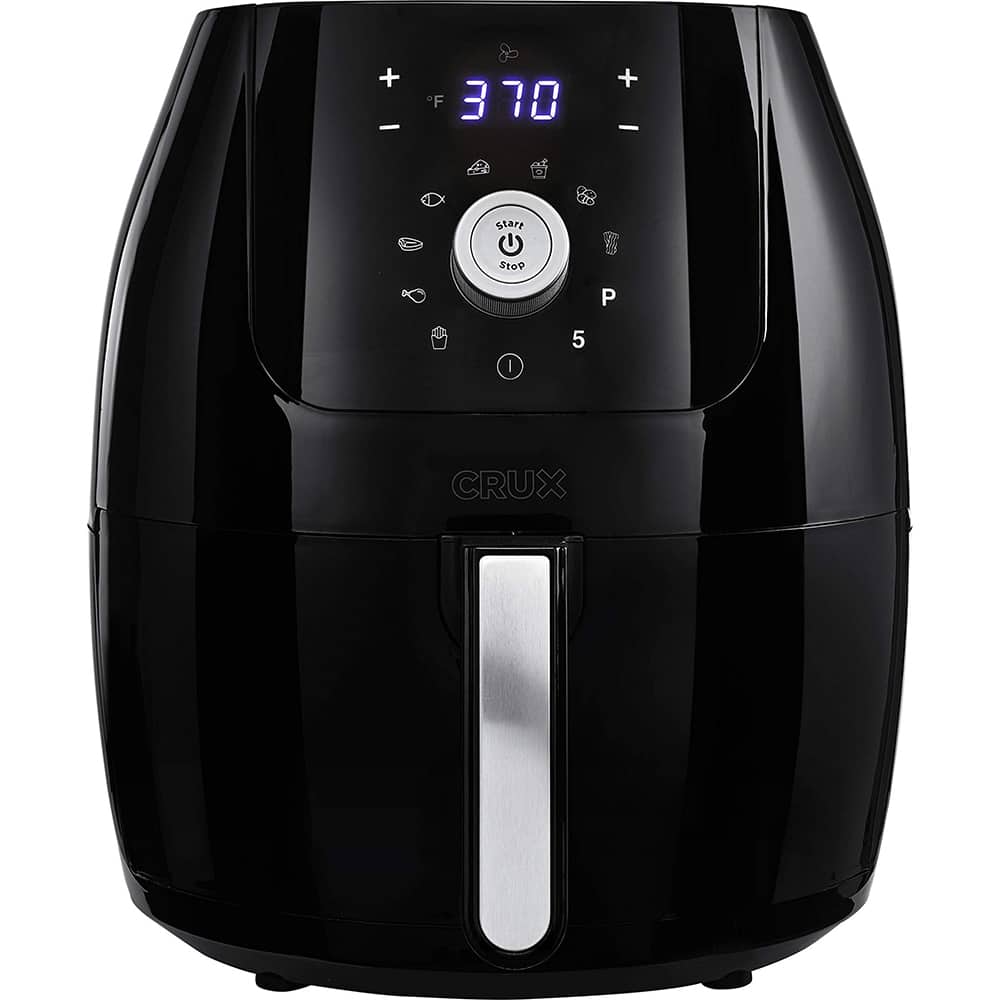 CRUX - 6 Quart Digital Air Fryer with Nonstick Removable Dishwasher Safe Pan and Crisping Tray 17230 - Black
