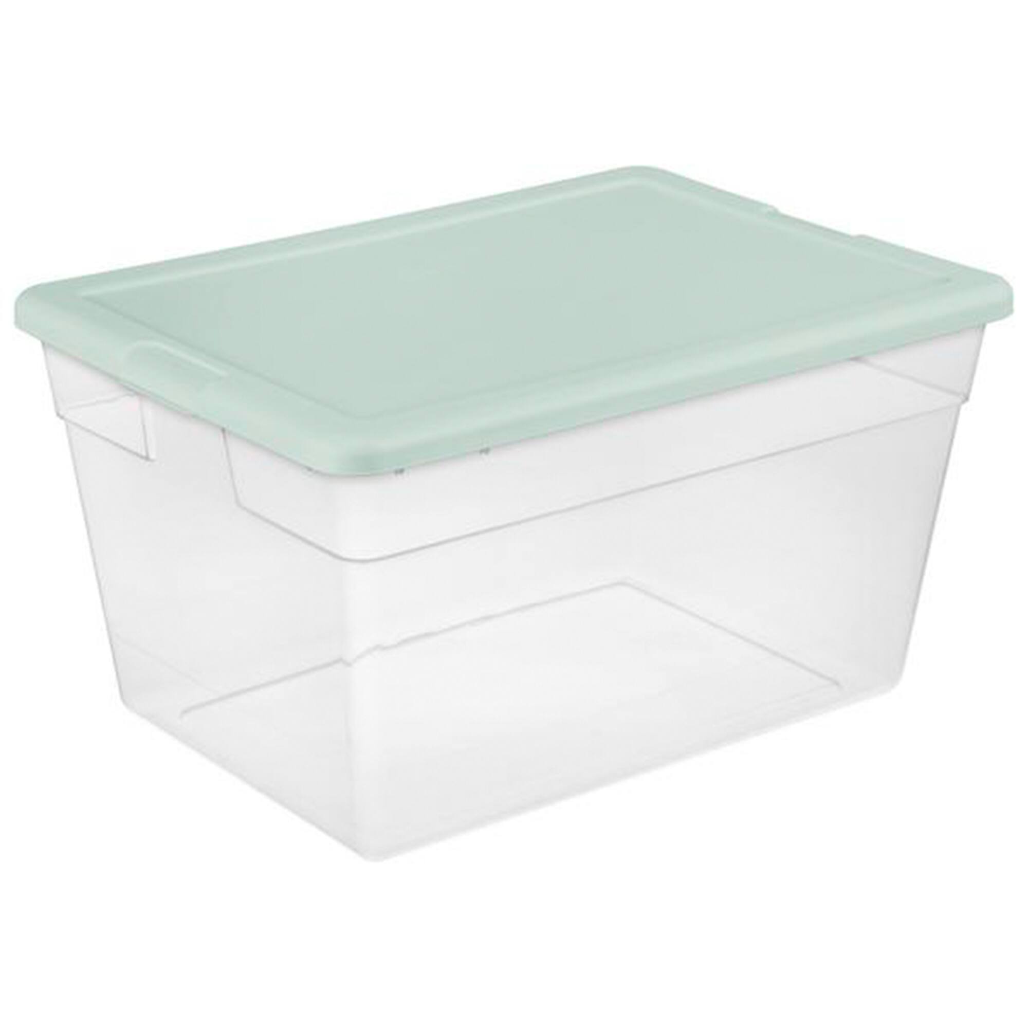Alt View 4. Sterilite - Sterilite 8 Pk Stackable Storage Tote Container, 56 Qt, Clear, Mindful Mint Lid - Mindful Mint.