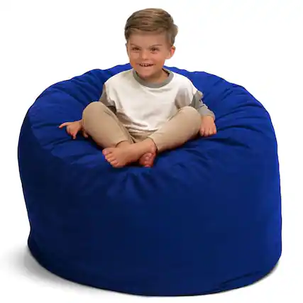 Front. Ultimate Sack - Ultimate Sack 3ft Bean Bag Chair, Oversized Indoor Comfy Lounger, Electric Blue Suede - Electric Blue.