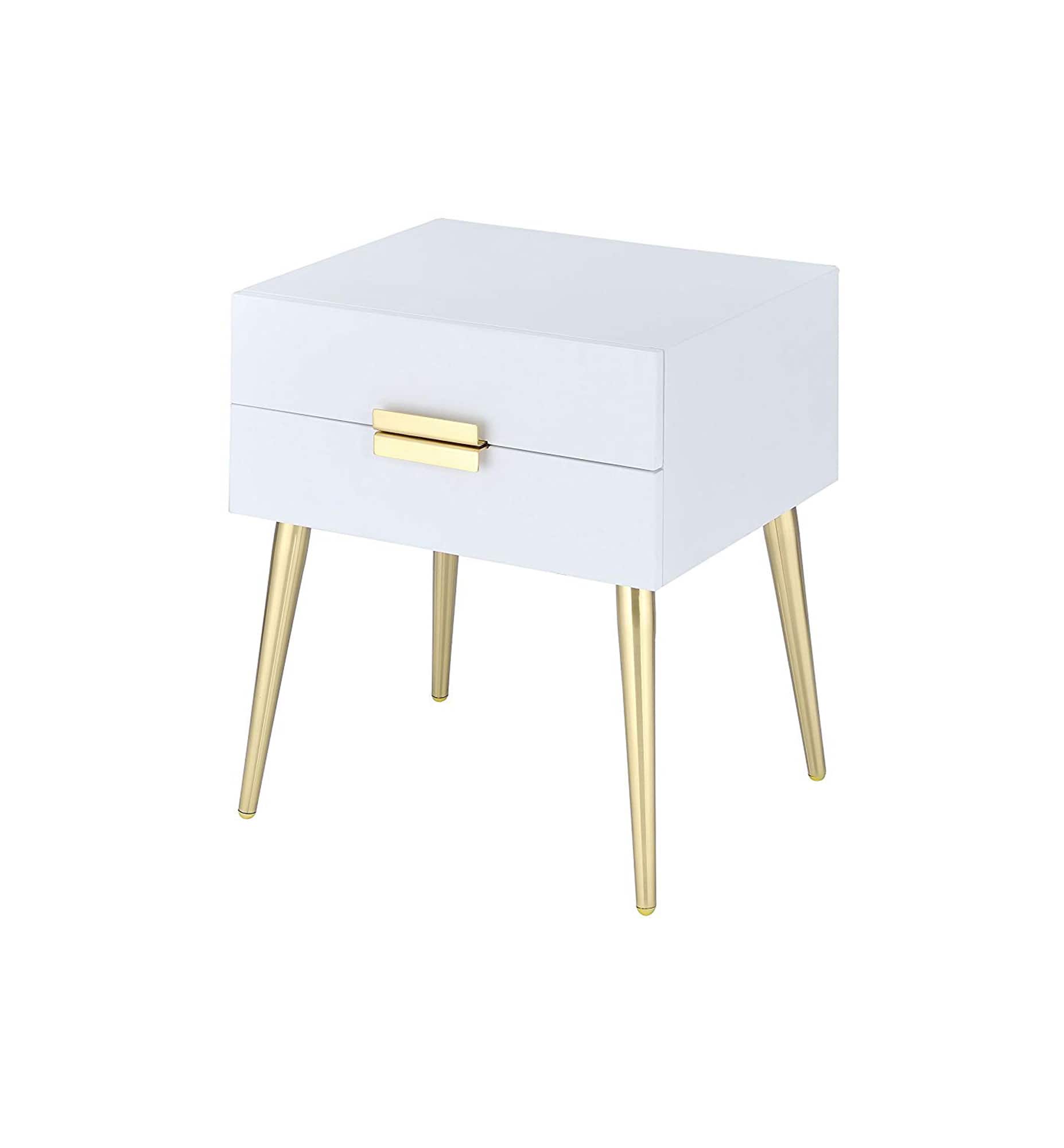Manhattan Lane - Denvor Square End Table with Drawers - White & Gold