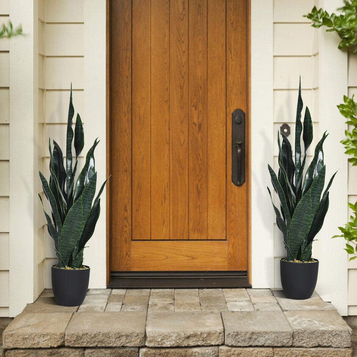 Alt View 3. Gymax - Gymax Artificial Fake Plant 35.5" Fake Sansevieria Indoor-Outdoor Decoration Green - Green.